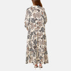 Chilli Charm Floral Print Boho Maxi Dress (One Size) - Ivory & Black