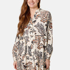 Chilli Charm Floral Print Boho Maxi Dress (One Size) - Ivory & Black
