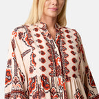 Chilli Charm Ethnic-Inspired Print Boho Maxi Dress (One Size) - Stone & Orange