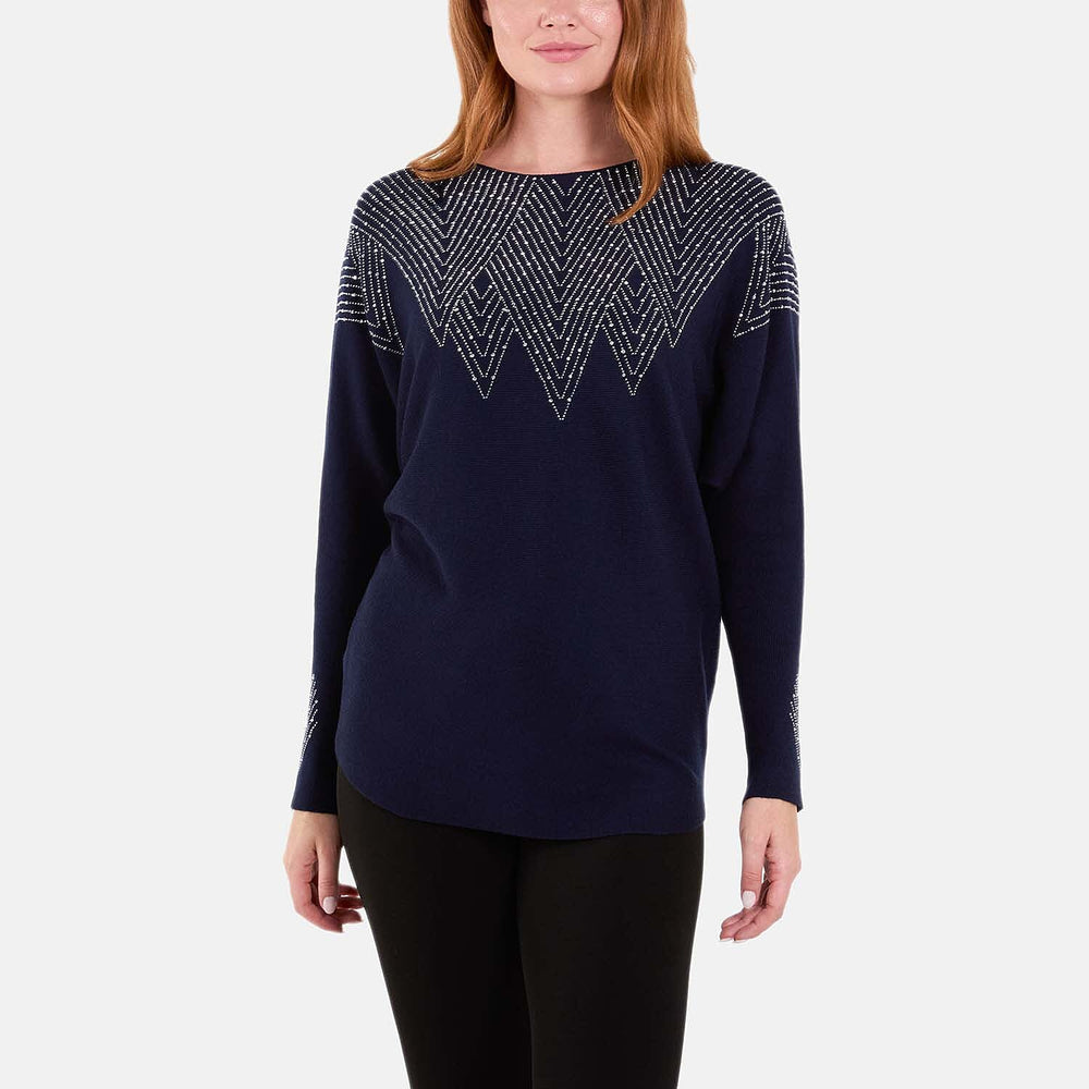 Chilli Charm Knitted Jumper (Size - M-L) - Navy