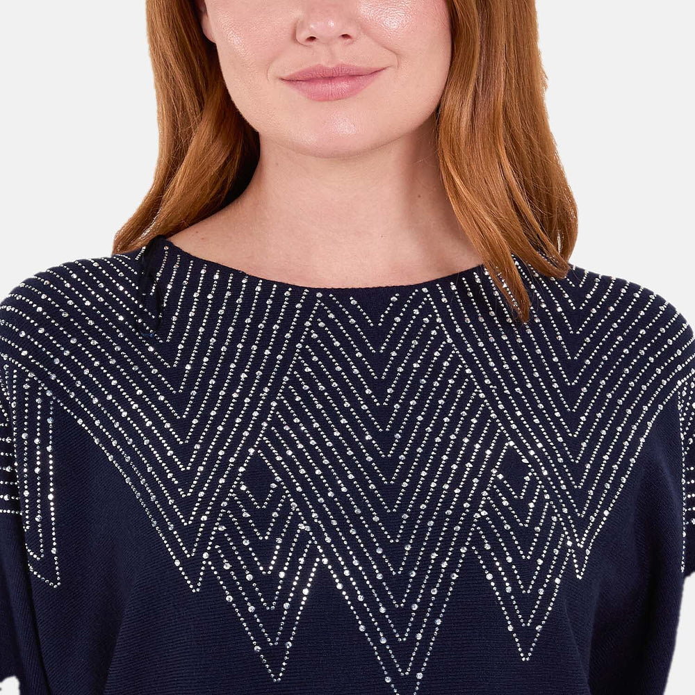 Chilli Charm Knitted Jumper (Size - M-L) - Navy