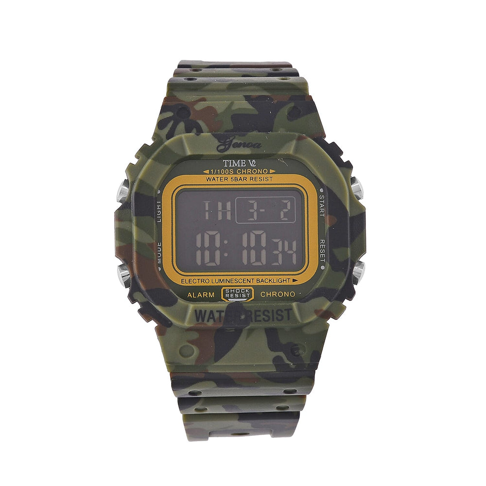 GENOA Designer Inspired Watch in Stainless Steel - Camouflage