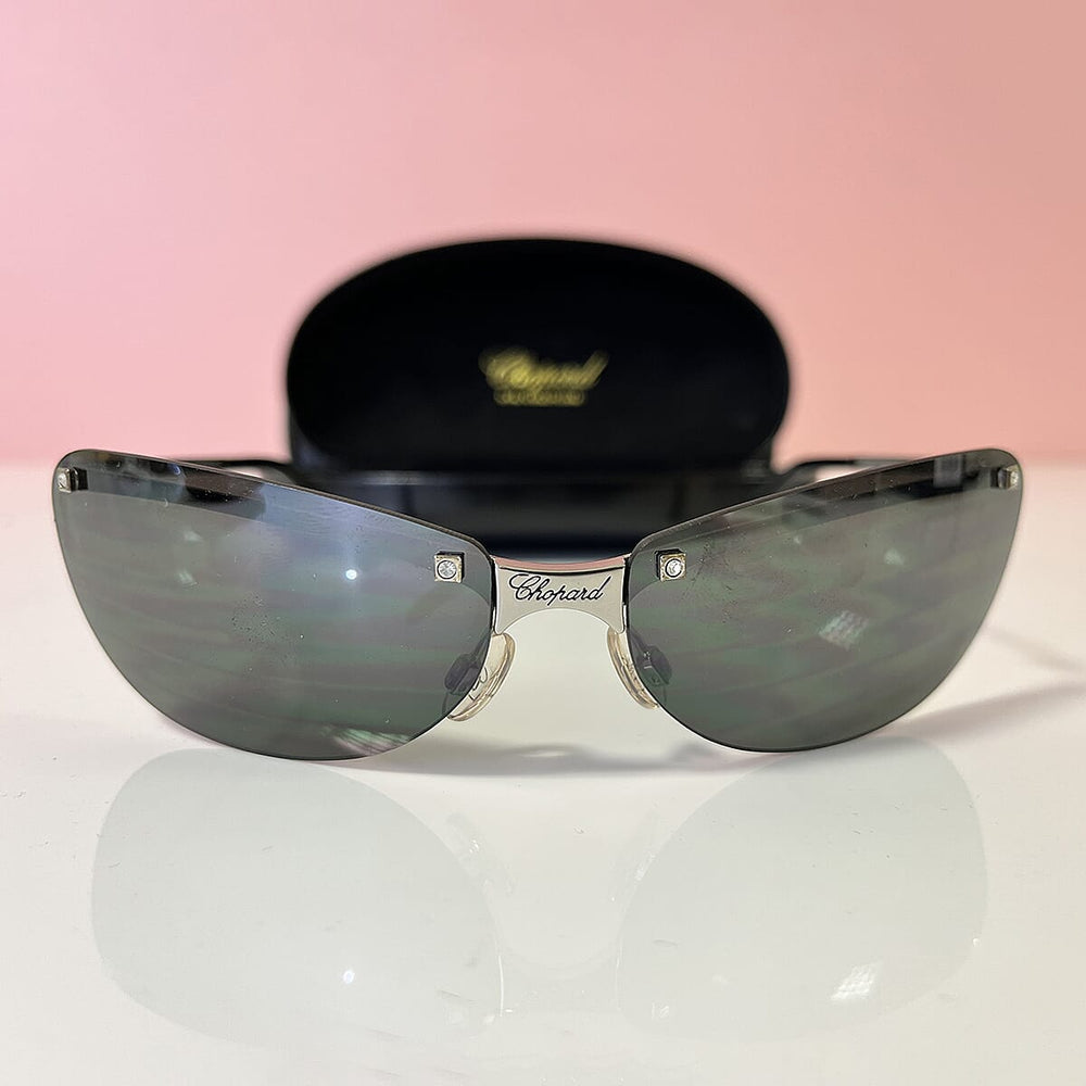 CHOPARD - Wraparound Rimless Eyewear with Tinted Lenses - Black - Silver