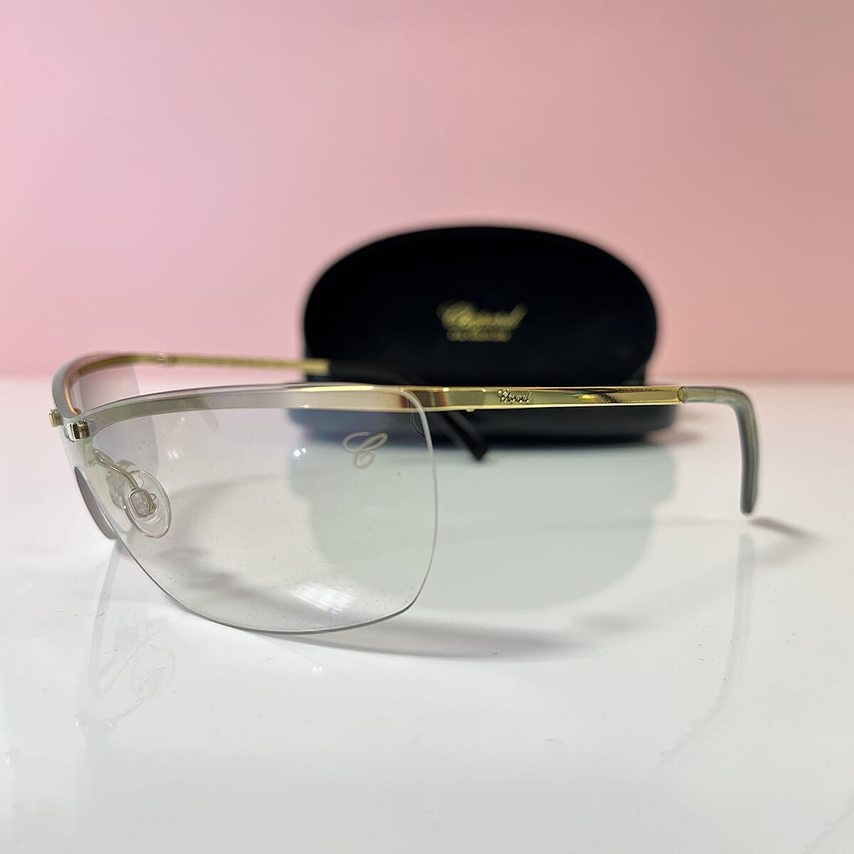 CHOPARD Square Wraparound Rimless Eye Couture with 23k Gold Plated (95.8% purity) Frame - Gold