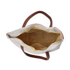 Christmas Collection - Santa Hat Pattern Tote Bag with Exterior Zipped Pocket - Handle Drop - Red