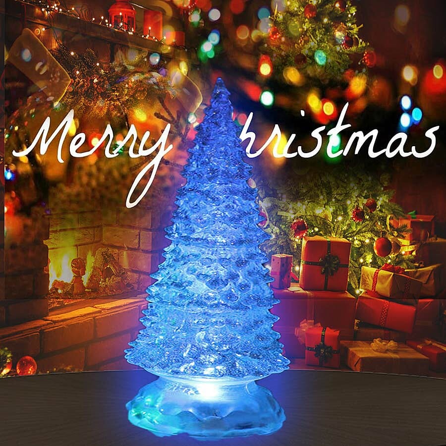 Christmas Decoration- 3 Piece Set Red Colour Crystal Tree with Colour Changing LED Lights