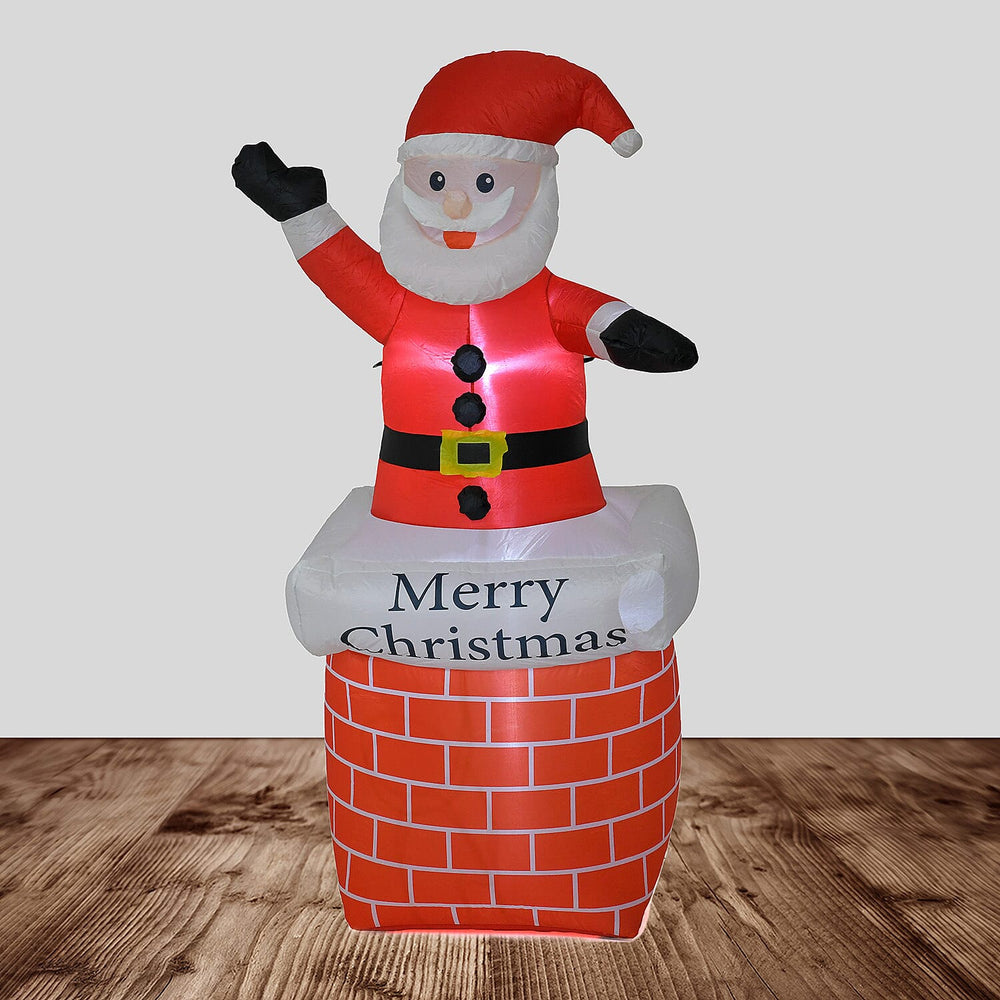 Christmas Inflatable Outdoor Decoration with LED Lights - Santa Claus on Chimney (7 FT)