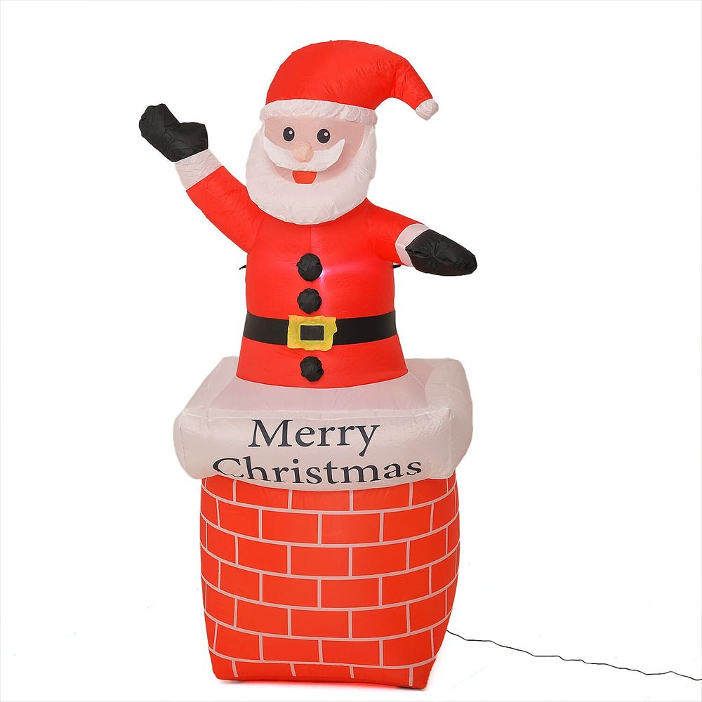 Christmas Inflatable Outdoor Decoration with LED Lights - Santa Claus on Chimney (7 FT)