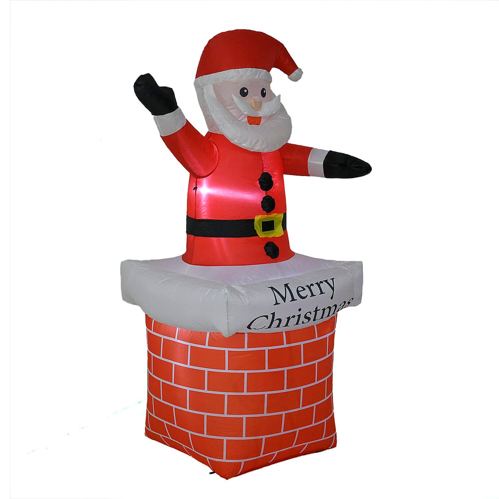 Christmas Inflatable Outdoor Decoration with LED Lights - Santa Claus on Chimney (7 FT)