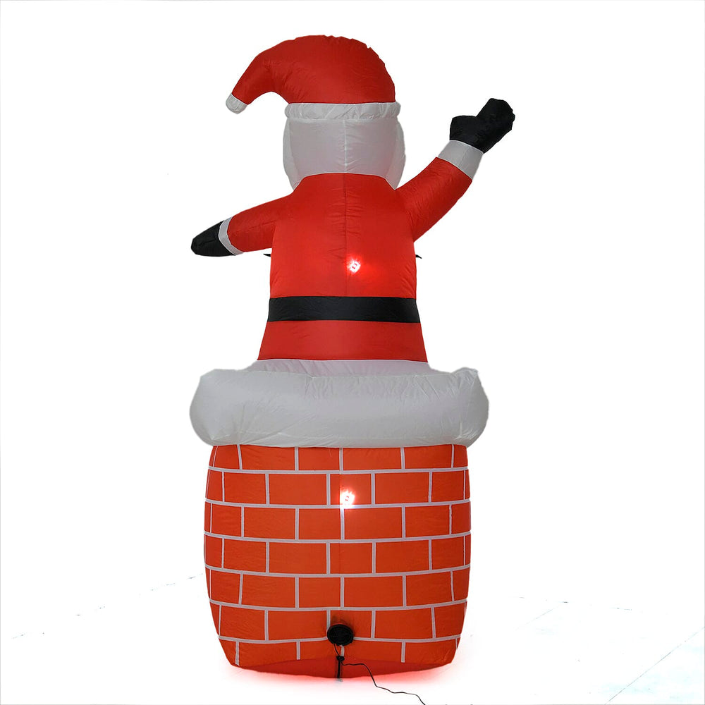 Christmas Inflatable Outdoor Decoration with LED Lights - Santa Claus on Chimney (7 FT)