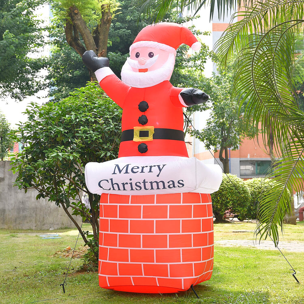 Christmas Inflatable Outdoor Decoration with LED Lights - Santa Claus on Chimney (7 FT)