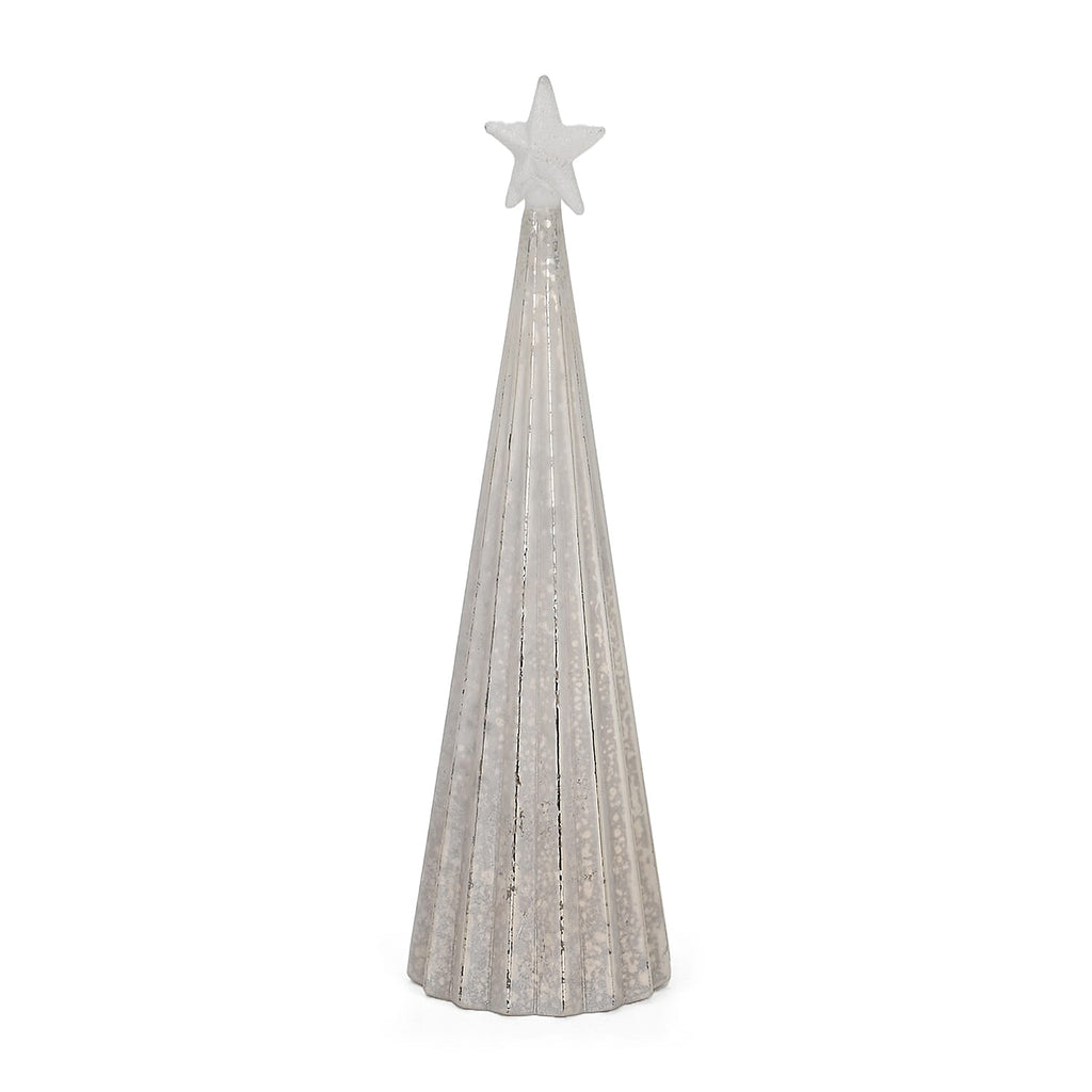 LED Striped Christmas Cone Tree - White