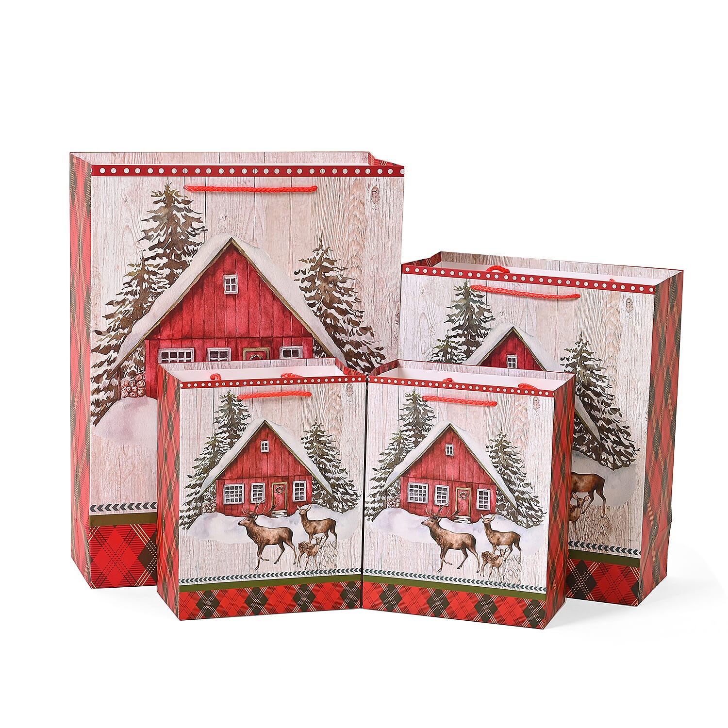 Christmas Gift Bags Set of 16 Style - Christmas Tree - Car - The Snow House - Deer - Christmas Wreath - Christmas Wreath - Deer