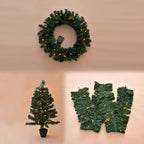 4 Piece Set- 2 LED Christmas Trees With Plant Pots (90CM), LED Wreath (60CM) and LED Garland (270CM)