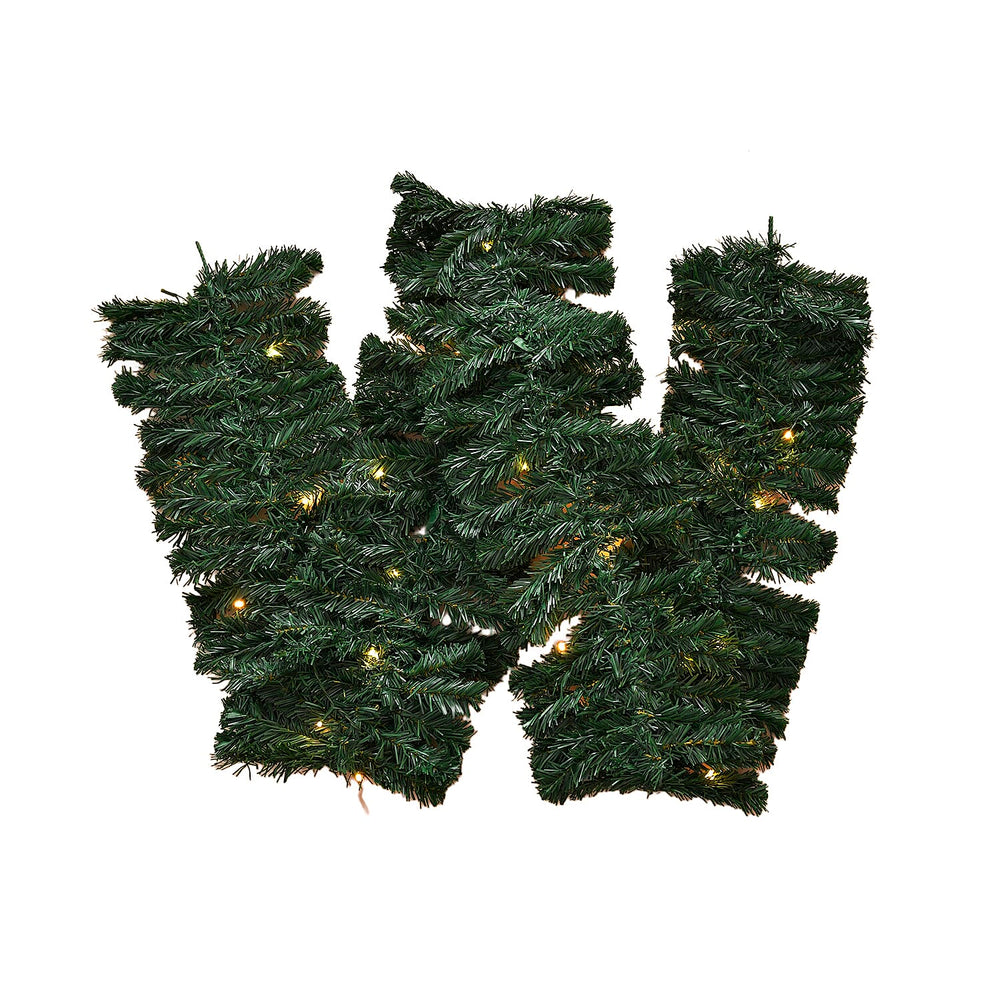 4 Piece Set- 2 LED Christmas Trees With Plant Pots (90CM), LED Wreath (60CM) and LED Garland (270CM)