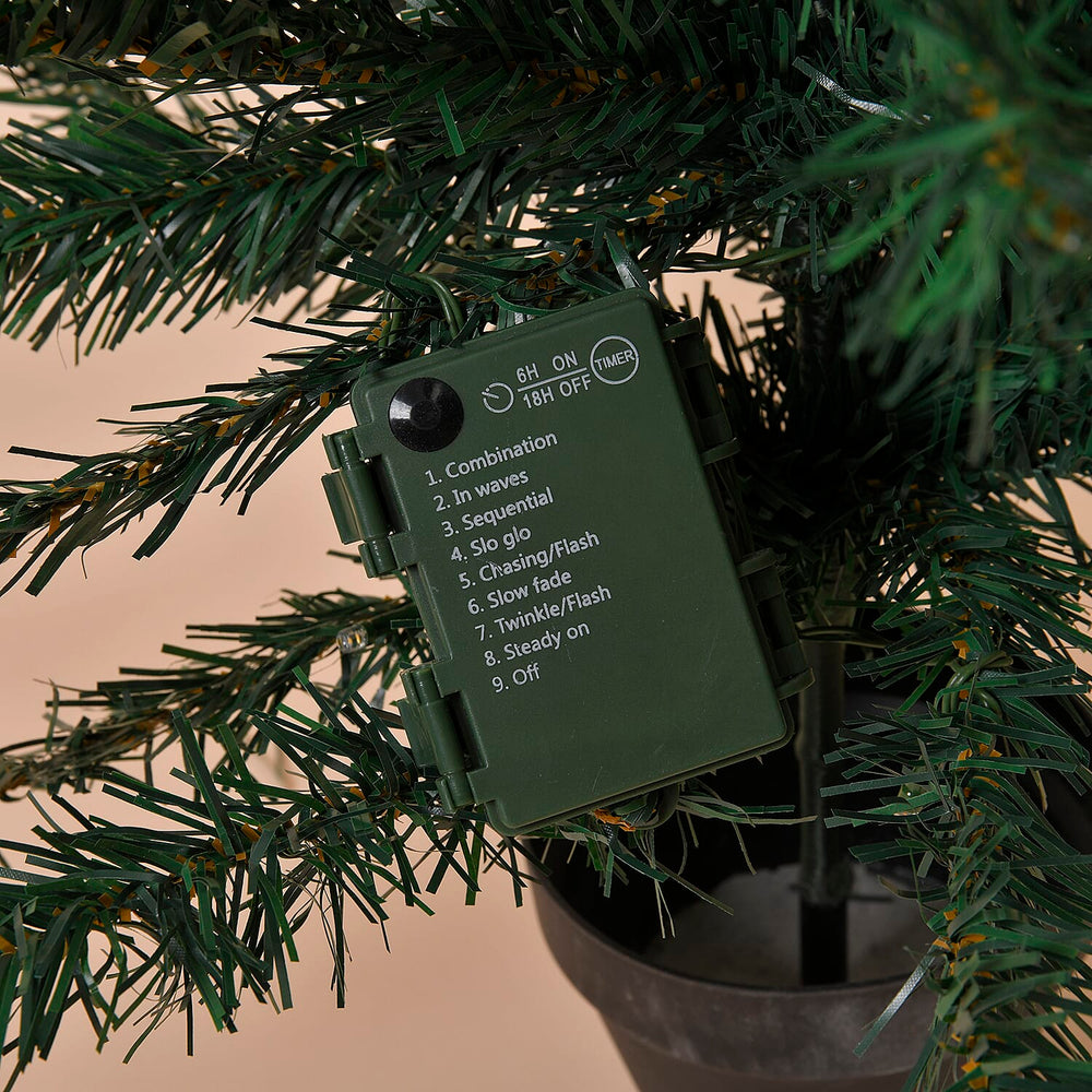 4 Piece Set- 2 LED Christmas Trees With Plant Pots (90CM), LED Wreath (60CM) and LED Garland (270CM)