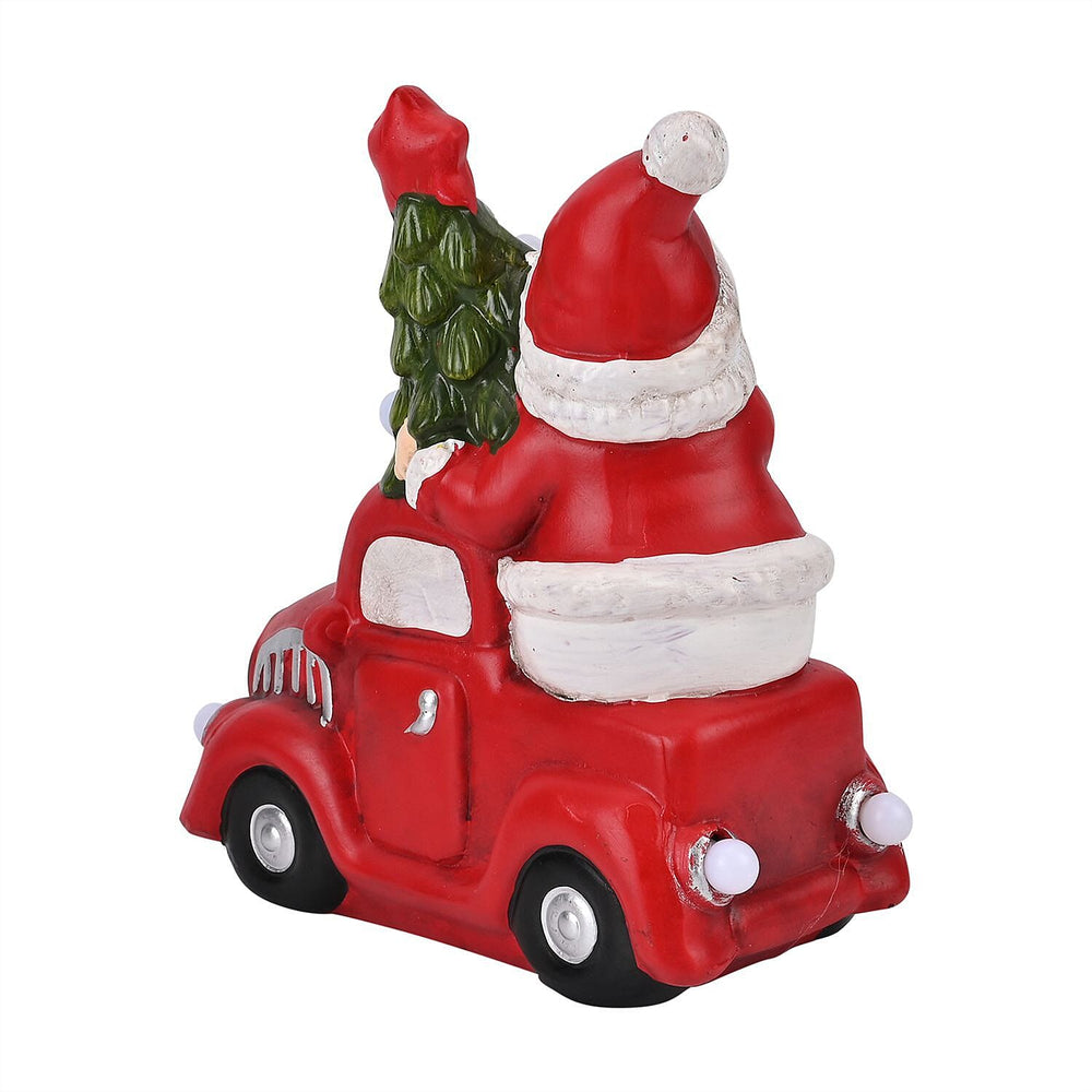 Ceramic Decoration Truck and Santa Clause Shape with Led Light (Size 22x20x9 cm) - Red - White