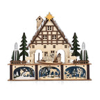 LED Wooden Christmas Winter Wonderland With Wind Up Music Box