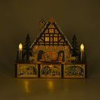 LED Wooden Christmas Winter Wonderland With Wind Up Music Box
