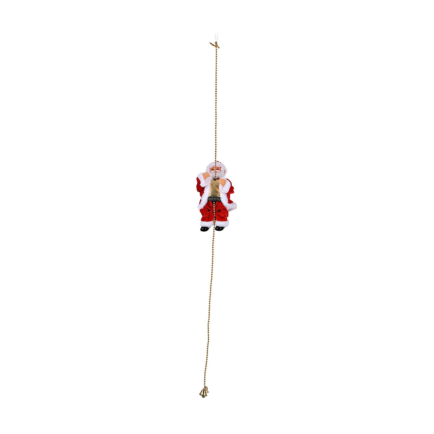 Animated Climbing Santa with Golden Pearls & Music (23 cm) Powered by 3 AA Batteries (not inc.) - Red & White