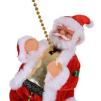 Animated Climbing Santa with Golden Pearls & Music (23 cm) Powered by 3 AA Batteries (not inc.) - Red & White