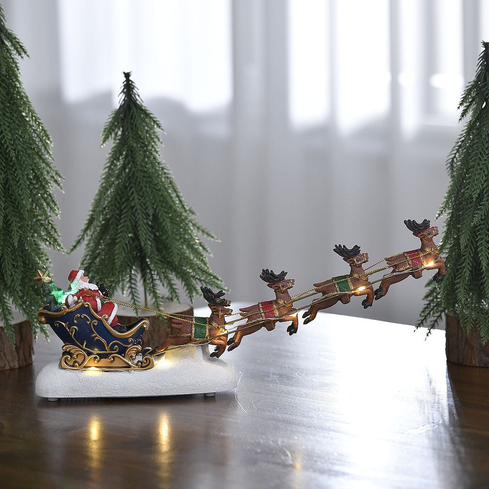 Christmas Santa Riding Sleigh with LED Warm Lights (3xAAA Battery- Not included)