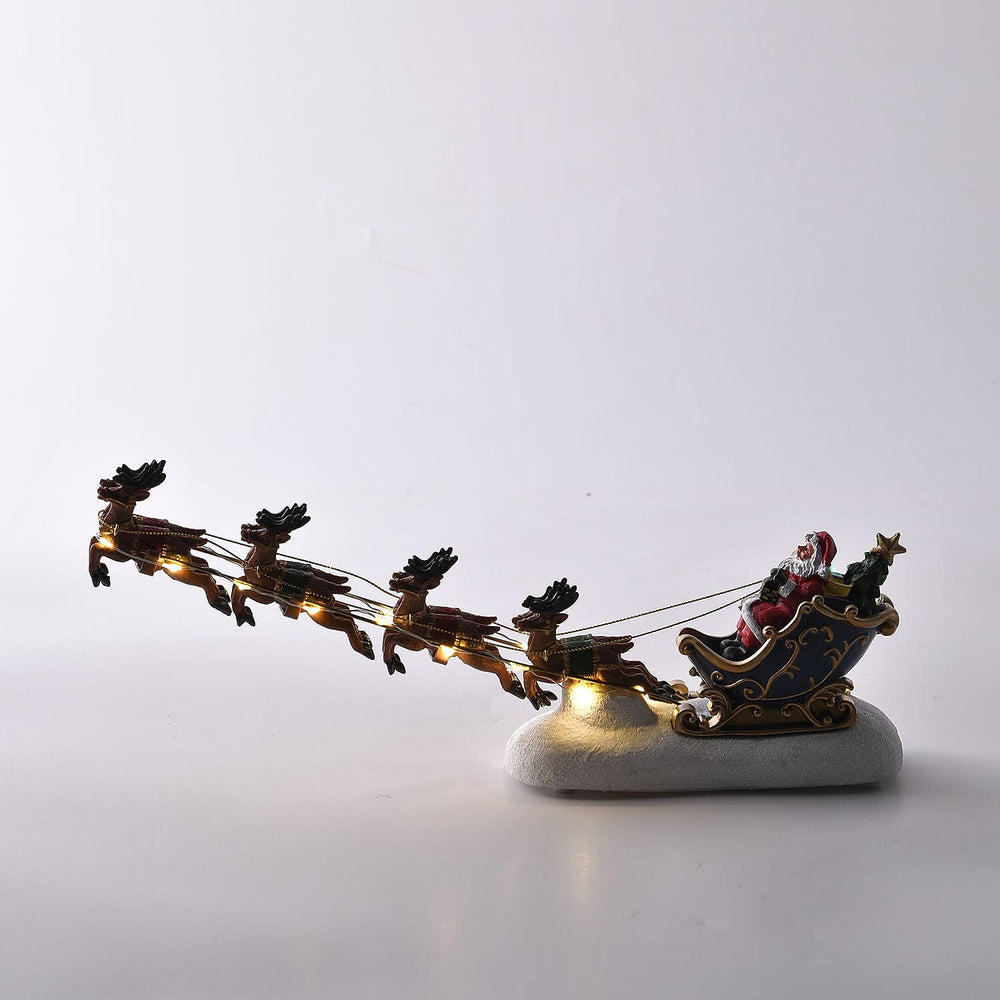 Christmas Santa Riding Sleigh with LED Warm Lights (3xAAA Battery- Not included)