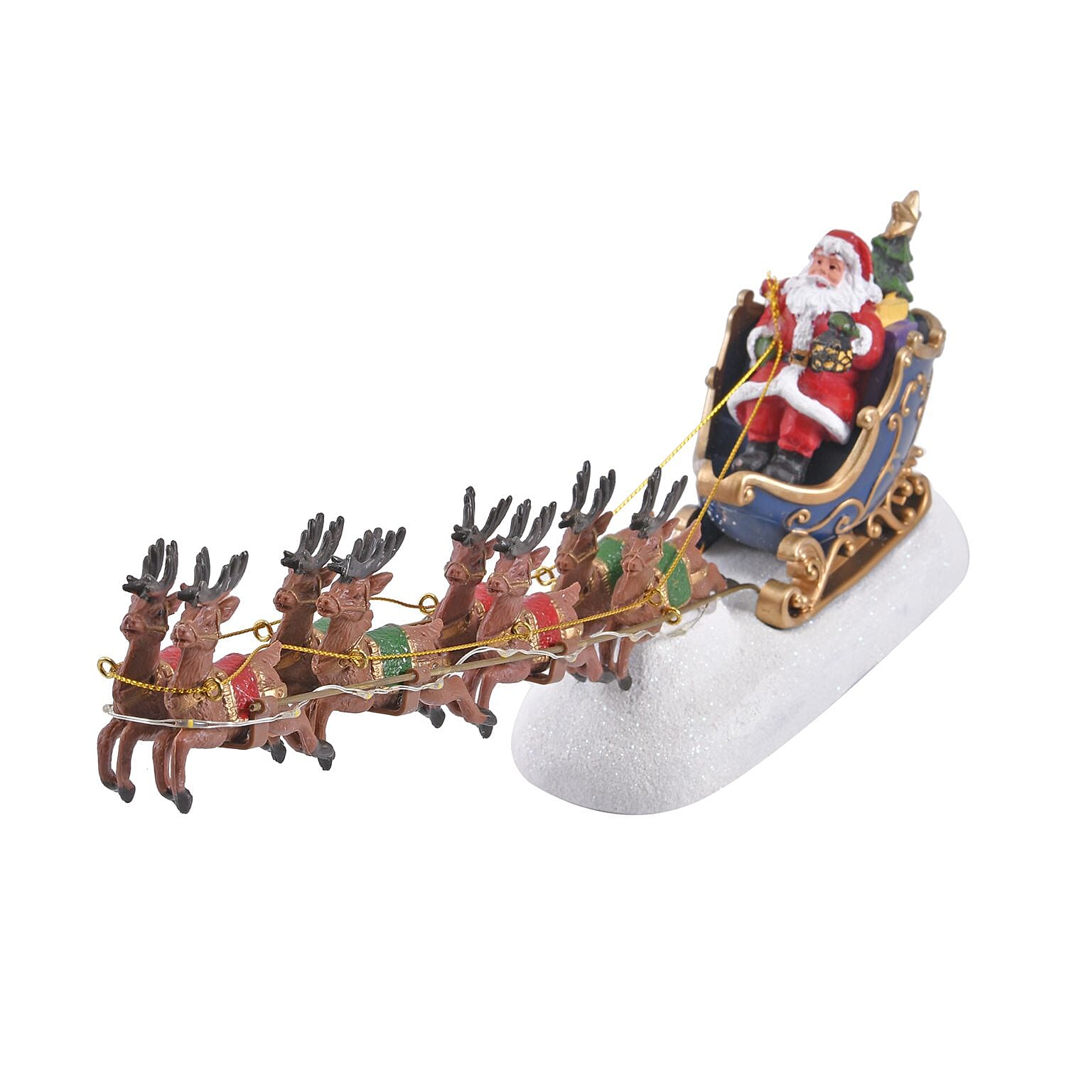 Christmas Santa Riding Sleigh with LED Warm Lights (3xAAA Battery- Not included)