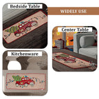 Christmas Tree on Car Embroidered Cotton Table Runner (Size 91x35 Cm) - Beige & Multi