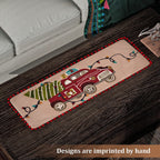 Christmas Tree on Car Embroidered Cotton Table Runner (Size 91x35 Cm) - Beige & Multi