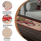 Christmas Tree on Car Embroidered Cotton Table Runner (Size 91x35 Cm) - Beige & Multi
