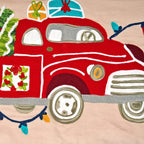 Christmas Tree on Car Embroidered Cotton Table Runner (Size 91x35 Cm) - Beige & Multi
