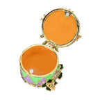 Christmas Drum Hand Painted Trinket Storage Box Enamelled With Sparkling Crystals - Green & Multi