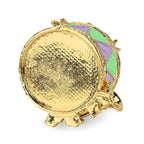 Christmas Drum Hand Painted Trinket Storage Box Enamelled With Sparkling Crystals - Green & Multi