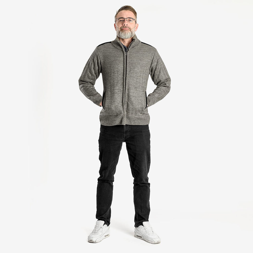 Christoper Knight - Fleece Lined Zip Through Cardigan (Size L) - Fawn
