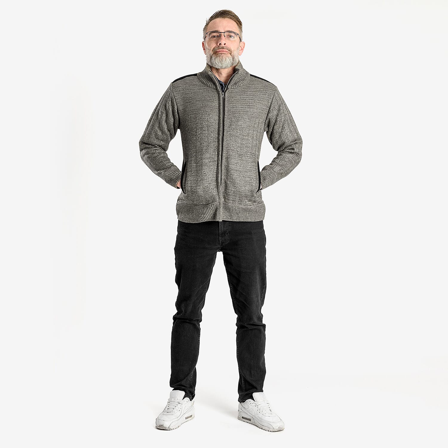 Christoper Knight - Fleece Lined Zip Through Cardigan (Size L) - Fawn