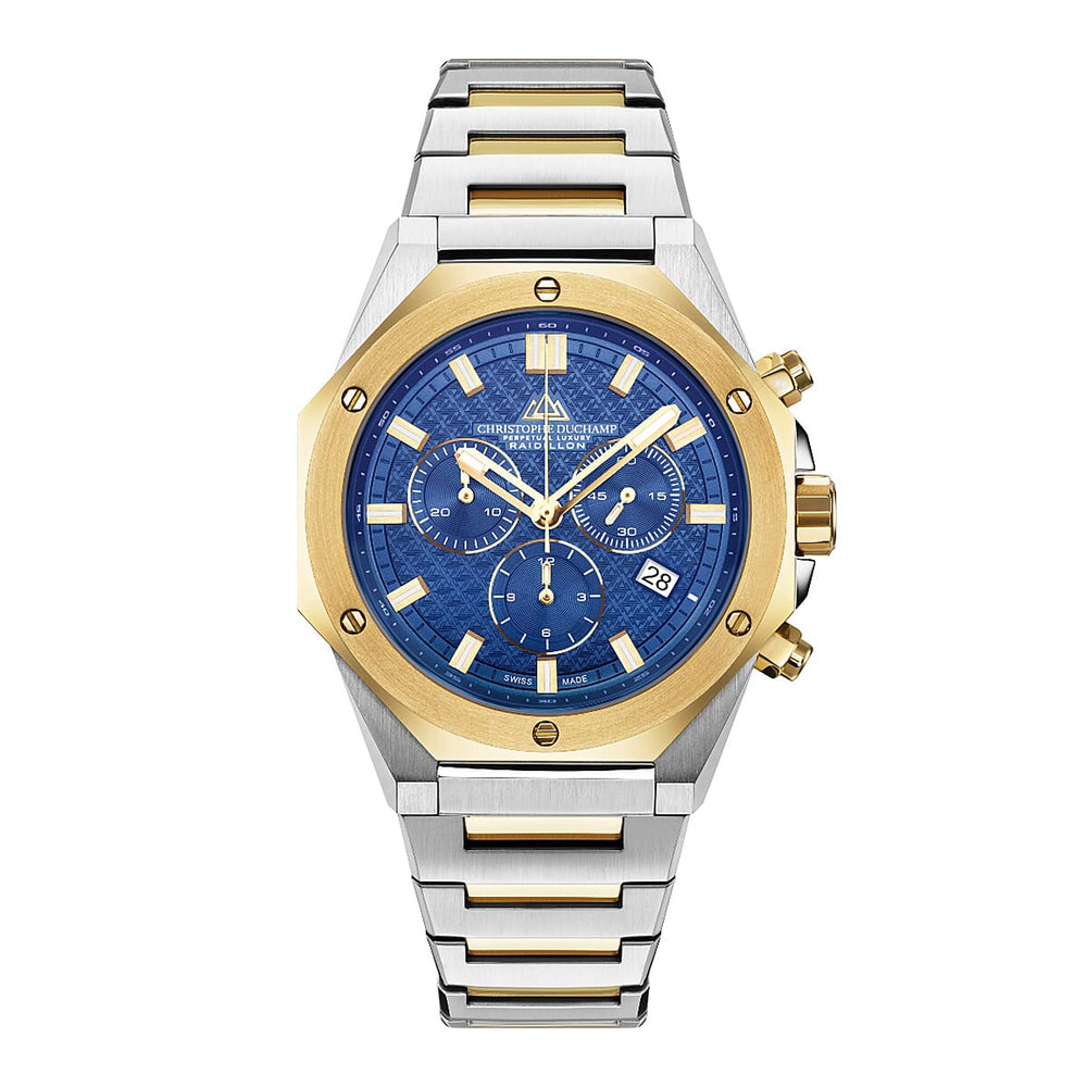 SWISS MADE Christophe Duchamp Raidillon Chrono 10 ATM WR Watch (44.5mm width case) Dual Tone