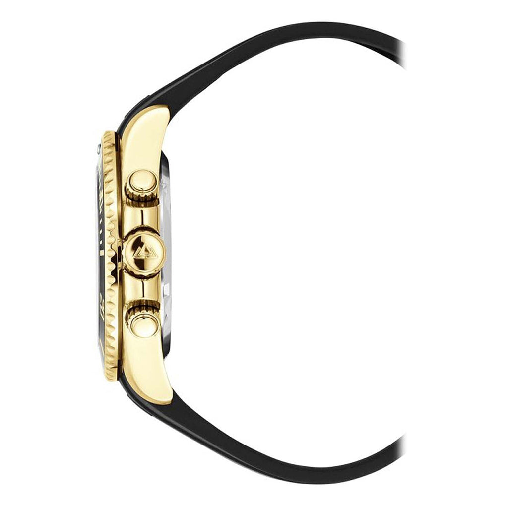 CHRISTOPHE DUCHAMP Marine Chrono Rubber Quartz 20ATM WR Black Dial & Gold Case Mens Watch with Black Rubber Strap
