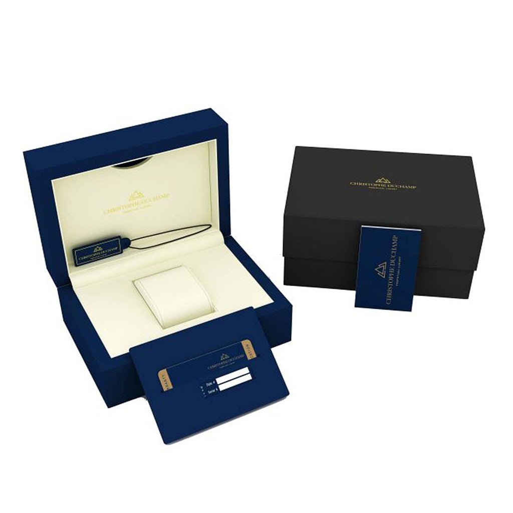 CHRISTOPHE DUCHAMP Marine Chrono Rubber Quartz 20ATM WR Black Dial & Gold Case Mens Watch with Black Rubber Strap