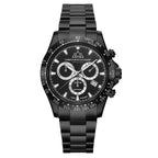 CHRISTOPHE DUCHAMP Swiss Quartz Chronograph 10ATM Black Dial Mens Watch with Stainless Steel Strap