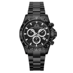 CHRISTOPHE DUCHAMP Swiss Quartz Chronograph 10ATM Black Dial Mens Watch with Stainless Steel Strap