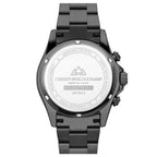 CHRISTOPHE DUCHAMP Swiss Quartz Chronograph 10ATM Black Dial Mens Watch with Stainless Steel Strap