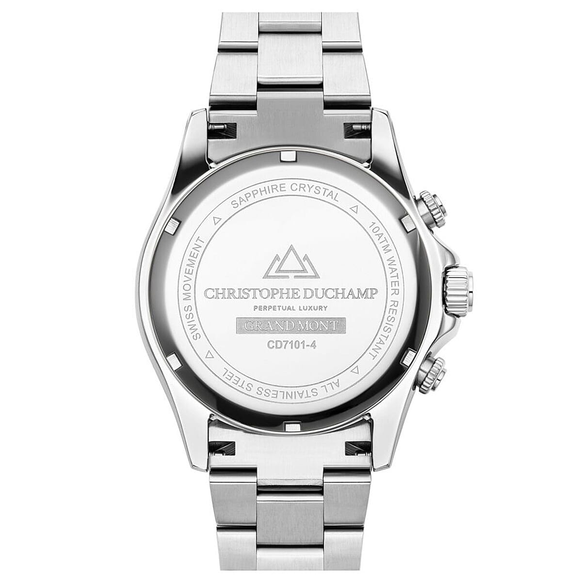 CHRISTOPHE DUCHAMP Swiss Quartz Movement Silver Dial Mens Watch with Silver Colour Stainless Steel Chain Strap