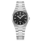 CHRISTOPHE DUCHAMP Attitude Double Diamond Swiss Quartz 5ATM WR Black Dial - Silver Case Ladies Watch with Silver Stainless Steel Strap
