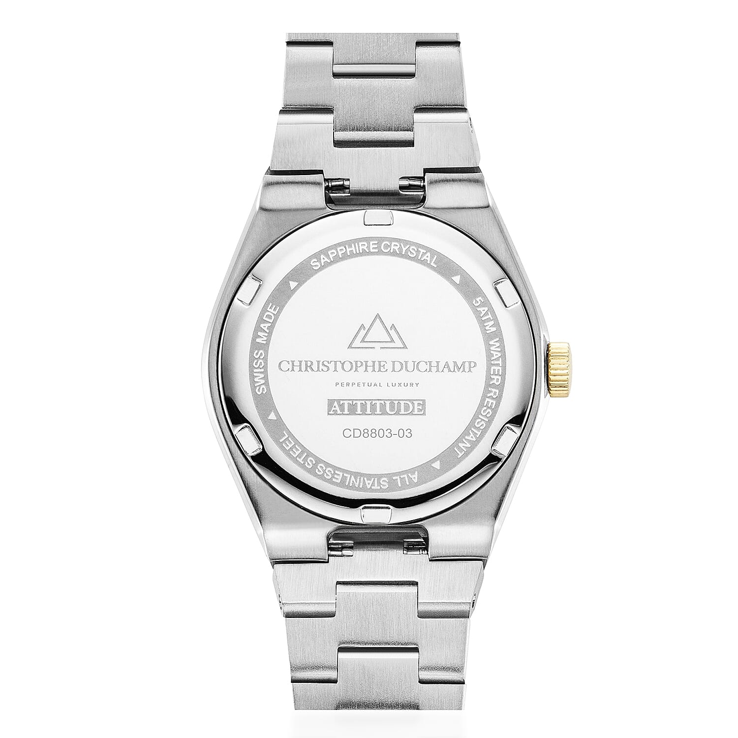 CHRISTOPHE DUCHAMP Attitude Double Diamond Swiss Quartz 5ATM WR Champagne Dial - Two-Tone Case Ladies Watch with Two-Tone Stainless Steel Strap