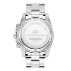 Christophe Duchamp Marine Chrono Swiss Movt. Crystal Studded Blue - Black Bezel 20 ATM WR Watch with Stainless Steel Chain Strap