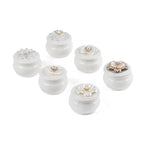 6 Pieces Fine Porcelain Circular Containers with Floral Lids