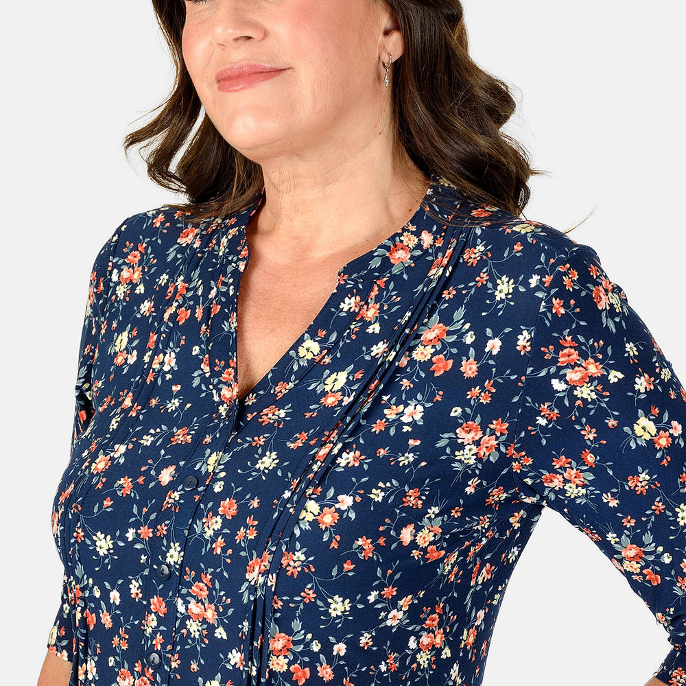 Classic  Blouse - Navy Multi