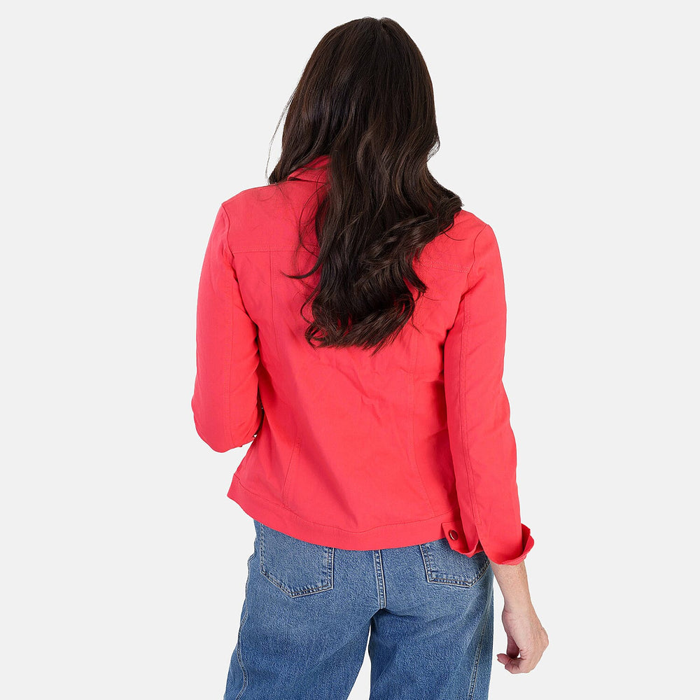 Classic Bengaline Jean Style Stretch Jacket (Size 10) - Hibiscus Red