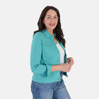 Classic Bengaline Jean Style Stretch Jacket (Size 14) - Lagoon Green